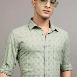 HIGHLANDER Men Textured Cotton Formal Shirt-image-55