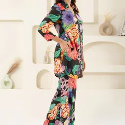 EESHA GUPTA Myra Floral Printed Shirt Collar Muslin Tunic With Trousers image 5
