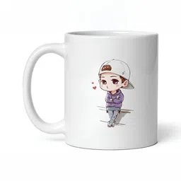 Mr UVD White & Grey Graphic Printed Ceramic Glossy Mug 350 ml-picture-12