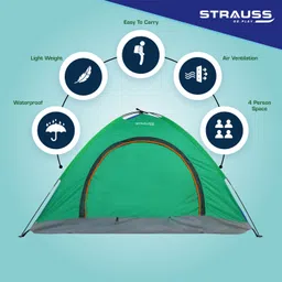 strauss 4 Person Waterproof Portable Camping Tent | Useful for Outdoors, Picnic, Hiking Tent - For All Age Group image 3