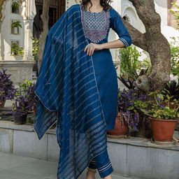 PPTOSS Women Ethnic Motifs Yoke Design Regular Thread Work Kurta with Trousers & With Dupatta-picture-27