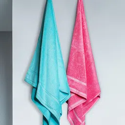 Himeya Blue & Pink 2 Cotton 350 GSM Bath Towel-picture-10