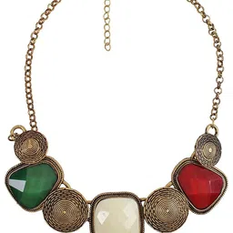 Shining Diva Fashion Gold-Plated Cubic Zirconia Studded Necklace image 3