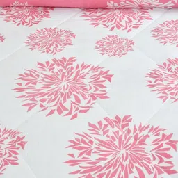 REALDREAM Pink & Off White Floral Microfiber AC Room Double Bed Comforter image 5