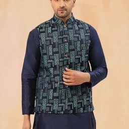 Jompers Woven Design Mandarin Collar Nehru Jacket image 2