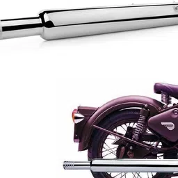 ridefit Long Bottle Empty Chrome Bada Punjab Exhaust silencer Royal Enfield Electra Delux Full Exhaust System image 4