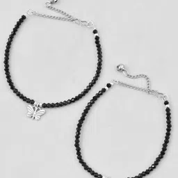 VOJ Silver-Plated Artificial Beads Anklet image 2