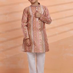 Pro-Ethic STYLE DEVELOPER Boys Ethnic Motifs Embroidered Regular Thread Work Kurta with Pyjamas-picture-26