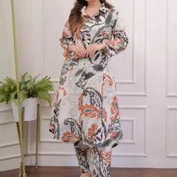 HARIYALI Printed Pure Cotton Shirt-Collar Tunic & Trousers-image-11