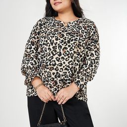 Honey Curvytude by Pantaloons Women Plus Size Animal Printed Top-picture-26