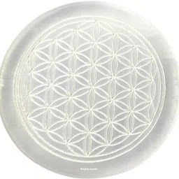 swara agate Selenite Charging Plate Engraved Symbol for Reiki Healing (Flower of Life) Decorative Showpiece - 8 cm-picture-25