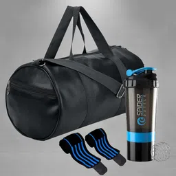 true indian 20 L Gym Duffel Bag - Best Quality Duffel Bag&Shaker Bottle With Wrist Band for Gym Workout Men&Women. - Blue, Black image 1