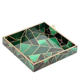 duli Green Engineered Wood Square Serving Tray image 4