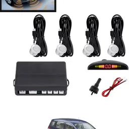 maties 4Pcs White Reverse Parking Sound Warning sensor for car Protection-94 Car Reverse Parking White 4 Sensor With LED Display/Buzzer -94 Parking Sensor-picture-38