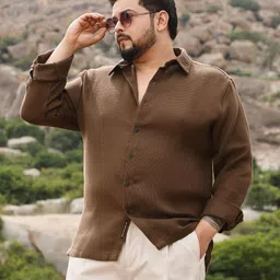 instafab plus Men Regular Fit Solid Spread Collar Casual Shirt-picture-26