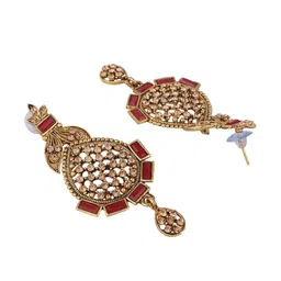 ANIKAS CREATION Maroon Gold-Plated Crystal Studded Traditional Choker Jewellery Set image 5