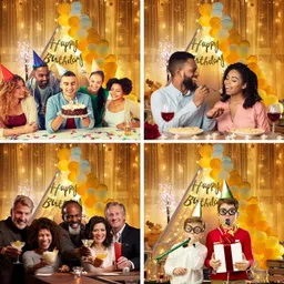 balloon and you Happy Birthday Decoration Combo With Decoration Net Curtain & Led Light image 5