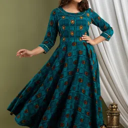 lee moda Women Woven Design Viscose Rayon Anarkali Kurta image 4