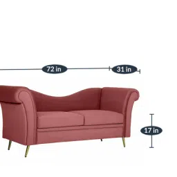 woodsworth from pepperfry Regal Velvet 2 Seater Sofa in Wine Red Colour image 3