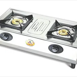 Bajaj Cx 8 Stainless Steel 2 Burner Open Gas Stove, Silver Stainless Steel Manual Gas Stove image 2