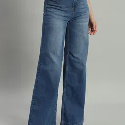 guti Women Flared High Rise Blue Jeans image 3