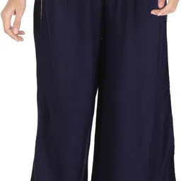 houseofcommon Women Comfort Fit Dark Blue Viscose Rayon Trousers-picture-31