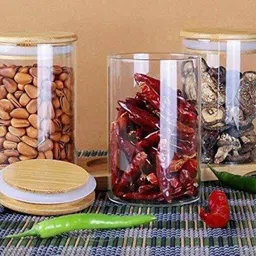 kemjo Glass, Wooden Cookie Jar - 1000 ml image 5