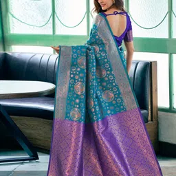 primeniks Woven, Embellished, Self Design Banarasi Silk Blend, Jacquard Saree image 2