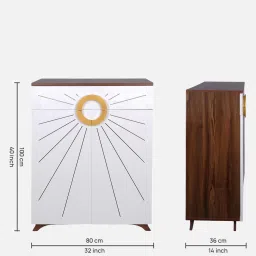 casacraft from pepperfry Aster 16-Pairs 2 Door Shoe Cabinet White Finish With Drawer image 2