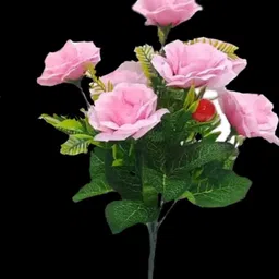 gudiyaent Artificial Pink Rose Bunch in 5 Head for Beautiful Home Decors Pink Rose Artificial Flower image 2