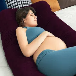 mom's moon Microfibre Pregnancy Pillow Pack of 1 Solid Luxurious Reversible Velvet image 3