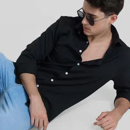 snitch Men Slim Fit Solid Spread Collar Casual Shirt image 5