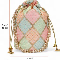 authentic ak Women Pink, Green, Orange Potli image 4