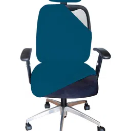 LAZI 3 Piece Airforce Blue Office Chair Cover with Headrest Cover Stretchable Removable-image-54