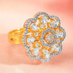 Rubans 22k Gold-Plated Cubic Zirconia Stone-Studded Adjustable Finger Ring image 4