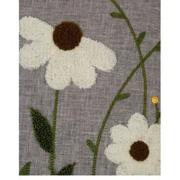 MONKDECOR Grey & White Floral Linen Square Cushion Covers image 3