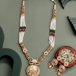 Feelwhiz Gold-Plated Kundan Studded & Beaded Jewellery Set-picture-33