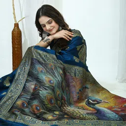 DIVASTRI Blue Woven Design Art Silk Banarasi Sarees image 2