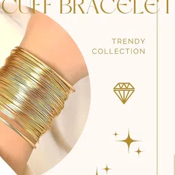 ORANGENYSHA Gold-Plated Artificial Stone Studded Jewellery Set With Cuff Bracelet image 4