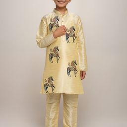 DEVOILER Boys Ethnic Motifs Printed Mandarin Collar Straight Kurta-picture-25