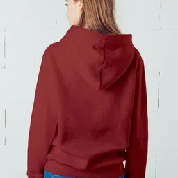 Povaxpo Women Maroon Graphic Hooded Sweatshirt image 3