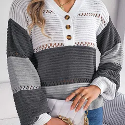 StyleCast x Revolte Women Colourblocked V-Neck Pullover-picture-33
