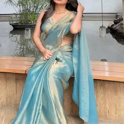 VRAGI Embroidered Pure Chiffon Saree image 5