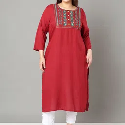 Sztori Plus Size Floral Yoke Design Straight Kurta-picture-18