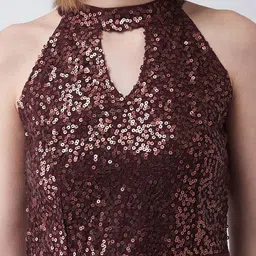 Miss Chase Embellished Georgette Mandarin Collar Fit & Flare Dress image 3