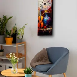 OLIVE TREE Brown & Blue Printed Rectangle Wooden Contemporary Wall Clock image 4