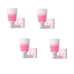 1ST TIME Pack Of 4 Pink & White Printed Glass Frustum Shaped Wall Lamp-image-90