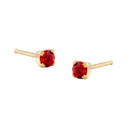 STUDEX Kids Stainless Steel 24K Pure Gold Plated Ruby Studded Circular Shaped Studs image 4