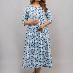 Mialo fashion Printed Round Neck Maternity Ethnic Dress-picture-37