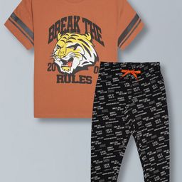 PLUM TREE Boys Printed Round Neck Pure Cotton T-Shirt With Jogger-picture-12